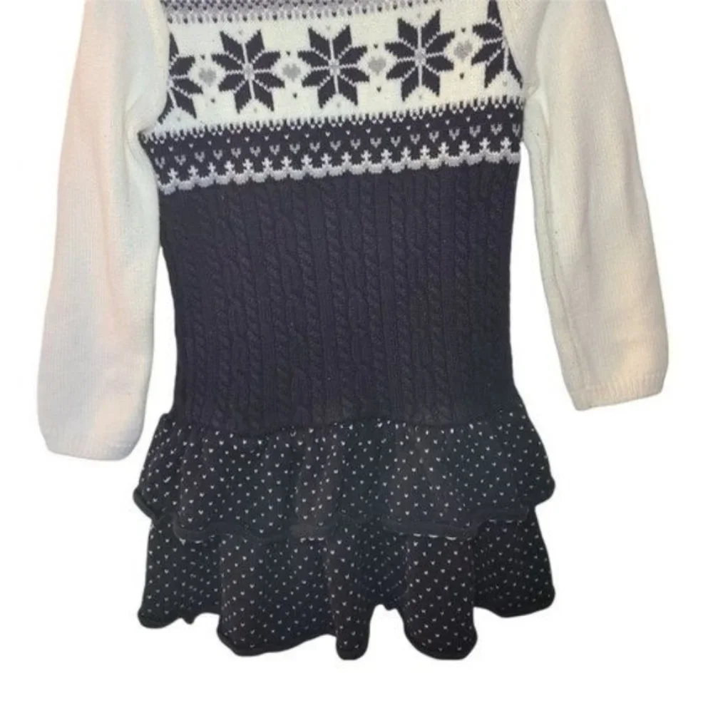 Gymboree Joyful Holiday Fair Isle Sweater Dress Black White Size 6 Years Girls C